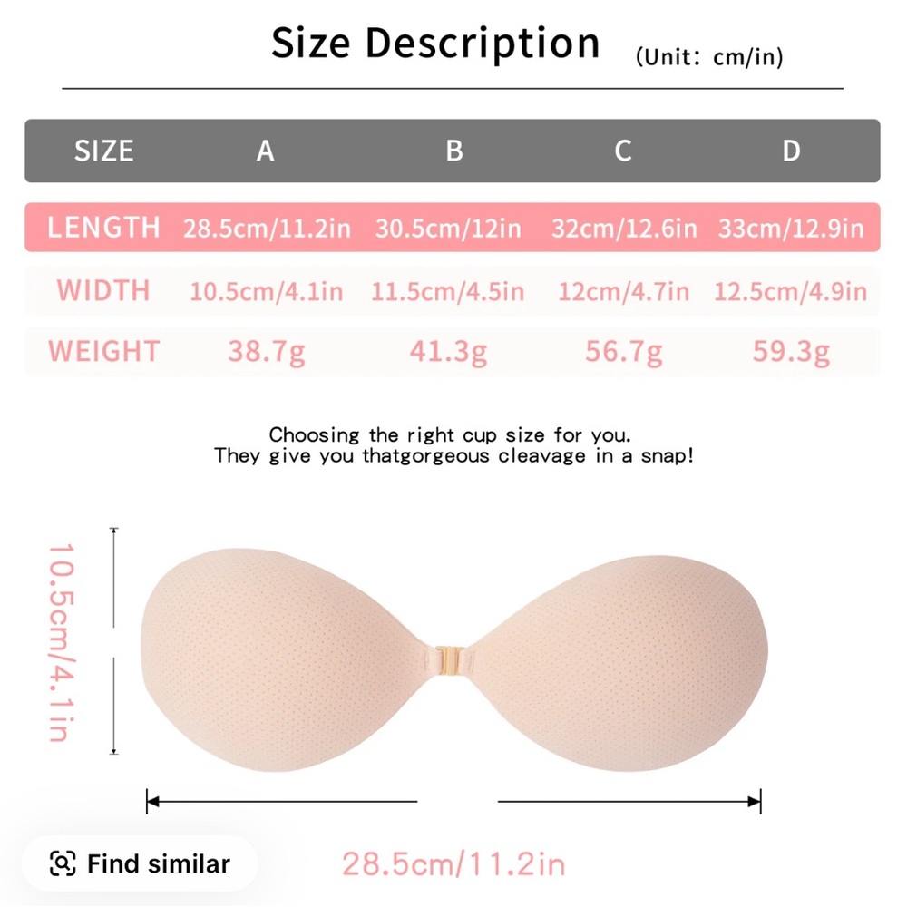 Queen Invisible Adhesive Bra Size D